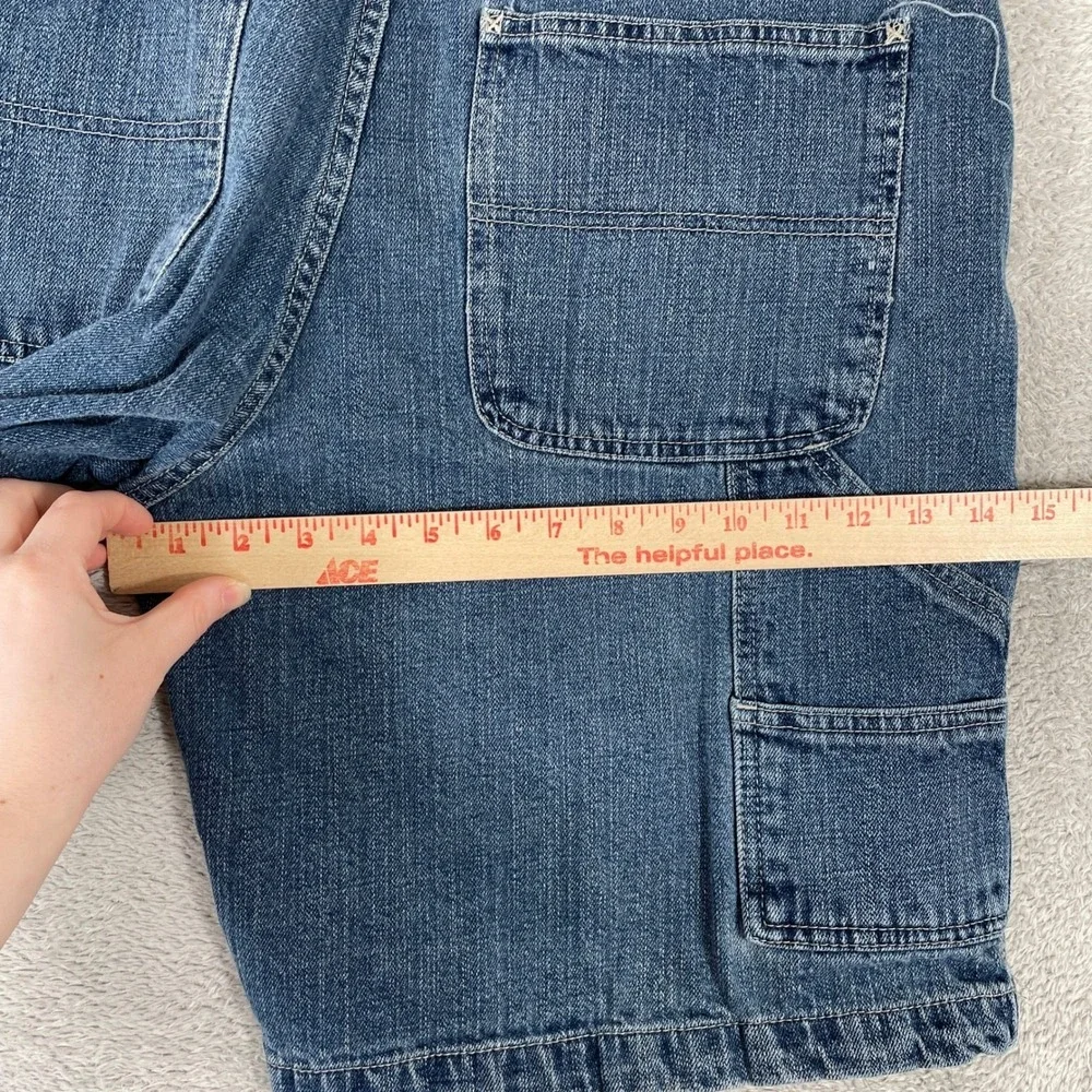 Route 66 Carpenter Shorts Mens 38 Blue Denim Utility Workwear Y2K Baggy